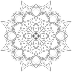 Leaf Flower Petal Coloring Mandala Art Simple Graphic Shape Vector Floral Oriental Outline Vintage Decorative Elements Pattern Illustration Islam Arabic Indian Turkish Mystic Religion Morals Lotus