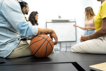 coworkers during meeting before having a pause