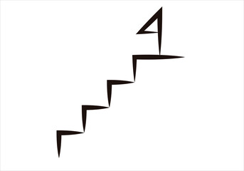 Icono negro de escaleras con meta. - obrazy, fototapety, plakaty