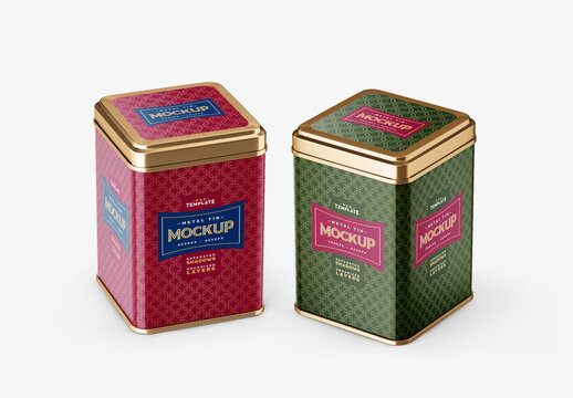 Square Tin Can Mockup for Product Packaging and Brand Identity