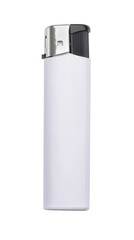 Side view of white blank plastic cigarette lighter - obrazy, fototapety, plakaty