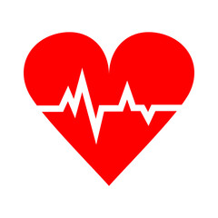 Heartbeat / heart beat pulse flat icon for medical apps and websites. Heartbeat icon isolated design on white background