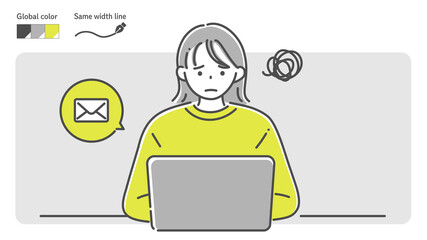 woman sending an email by laptop