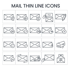 Mail thin line icon stock illustration. Simple Set of Email Line Icons. Message