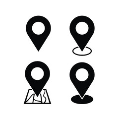Set of Pin location icon vector design on white background, Pin location icon simple sign