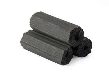 charcoal briquette isolated on white background,