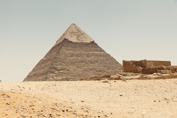 Scenic view over the Pyramids in Giza, Cairo - Egypt. Pyramids Plateau in Giza, Egypt.