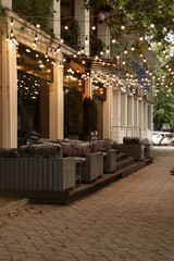 Naklejka premium Beautiful view of modern cafe with outdoor terrace