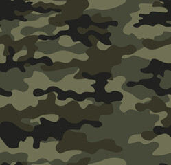 Army camo seamless forest shape texture, clothing print, classic pattern © Sanvel