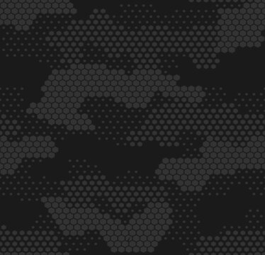 
Digital black camouflage pattern, vector illustration. Fashionable clothing design.