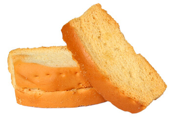 Sweet and crispy toast biscuits isolated over white background