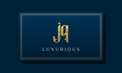 Vintage royal initial letters JQ logo.