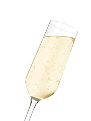 Glass of sparkling wine isolated on white