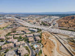 Sylmar, CA, LA County, July 27, 2021: Aerial View of Legends At Cascades Condominium Complex Sylmar...