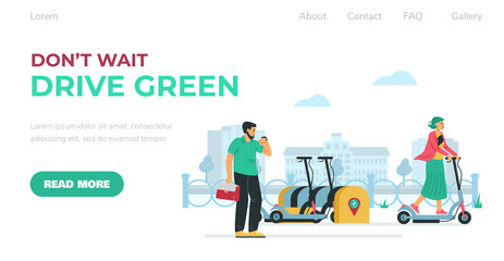 Web app for rent modern personal eco friendly transport for ride at city streets