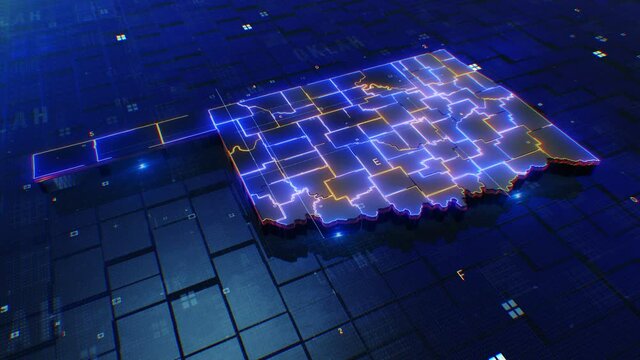 Oklahoma map digital 4k 