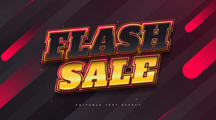Flash Sale Text in Black and Orange with Embossed Effect. Editable Text Style Effect