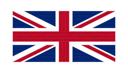 Flag of the Great Britain. Colored flag the Great Britain. Abstract Great Britain flag with national anthem in gothic font. Vector illustration