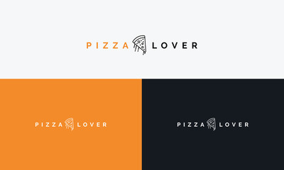 Pizza Lover Minimalist, Flat, Logo Design. Pizza icons, Vector illustration template.