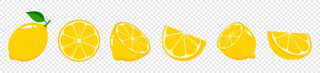 fresh lemon fruits icon, Yellow Lemon slice isolated on transparent background, vector illustration