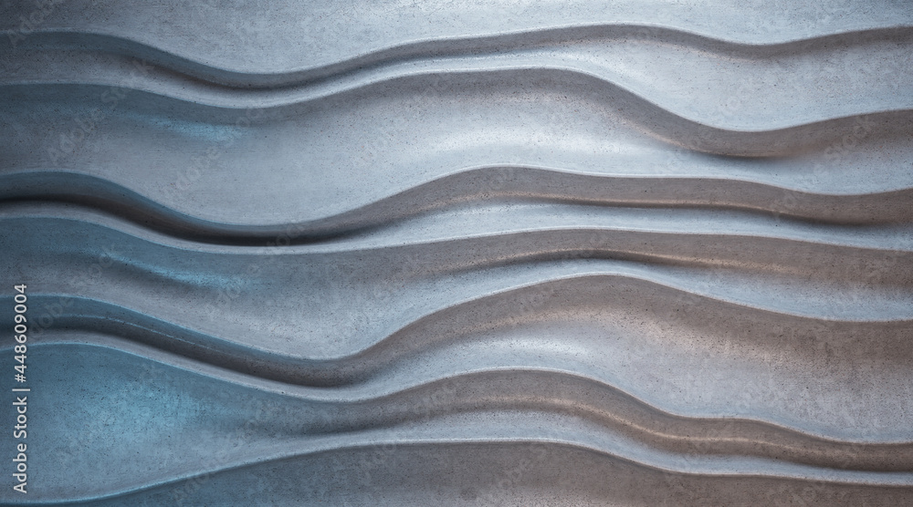 Poster Creative abstract concrete waves background. Abstraction and landing page concept. 3D Rendering.