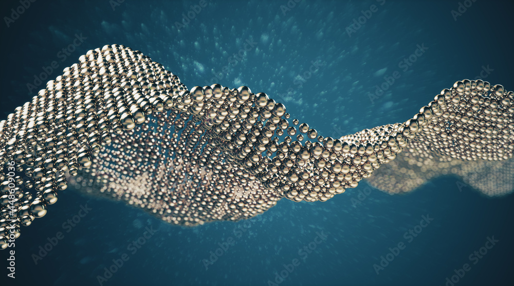 Poster creative shiny bubble wave on blue wallpaper. landing page concept. 3d rendering.