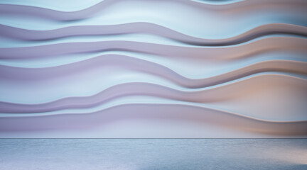 Creative abstract pink waves interior background. Abstraction and landing page concept. 3D Rendering.