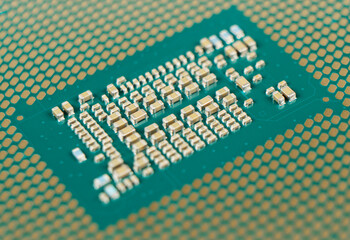 Top view computer processor texture background. CPU. Central processor unit. Computer hardware...