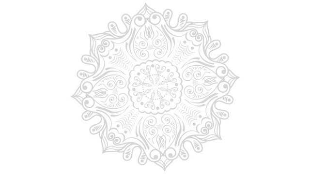Abstract circular monochrome mandala pattern, seamless loop. Animation. Black and white