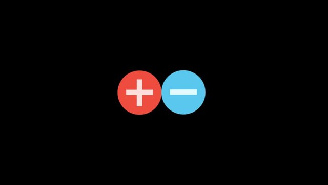 attraction of a proton and an electron, 2d animation on a transparent background