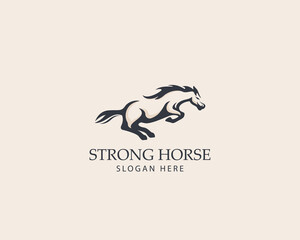 strong horse logo run creative animal vector