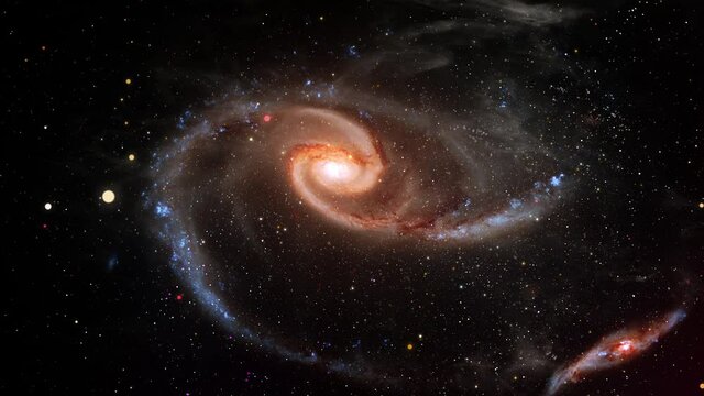 Interstellar space travel universe to the Arp 273 that is 300 million light years away in the constellation Andromeda. Outer Space exploration abstract background concept. Elements furnished by NASA.
