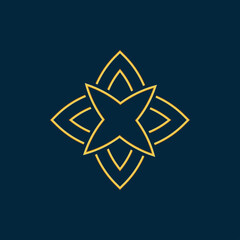 Abstract elements for design, gold ornament, stars, mandala, logo illustration