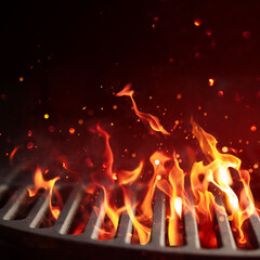 BBQ Grill With Bright Flames