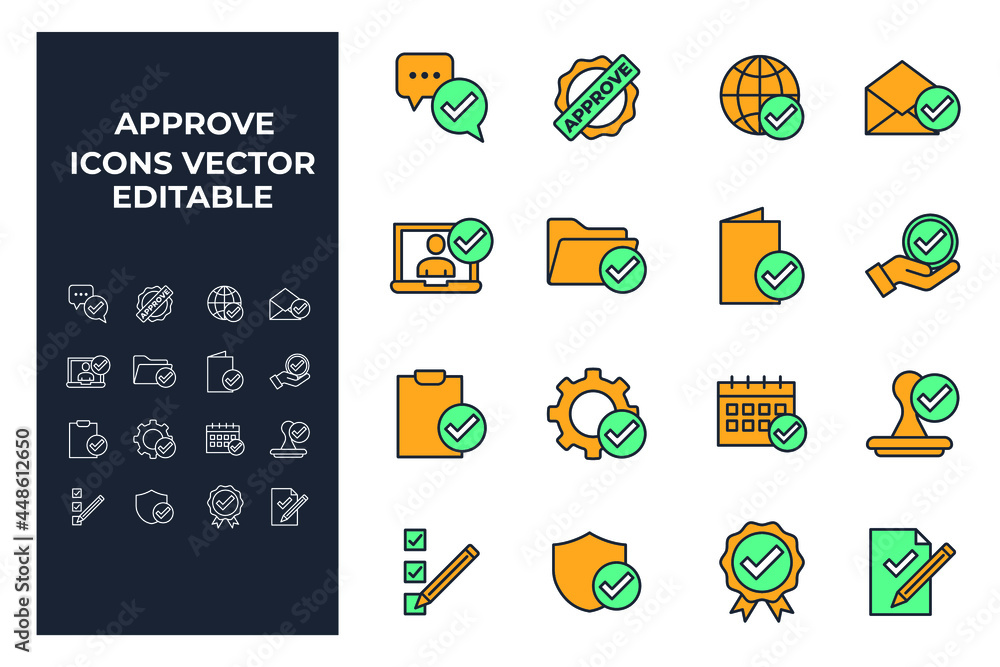 Poster set of approve elements symbol template for graphic and web design collection logo vector illustrati