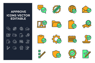 set of approve elements symbol template for graphic and web design collection logo vector illustration