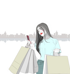 Mujer compras tarjeta crédito shopping
