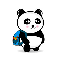 cute panda carrying bag back to school design mascot kawaii
