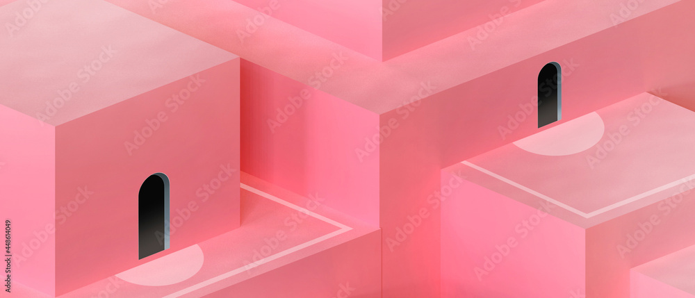 Poster abstract background. gateway to success and goals with business choices with simple geometry shapes 