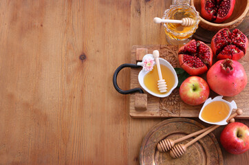Rosh hashanah (jewish New Year holiday) concept. Traditional symbols
