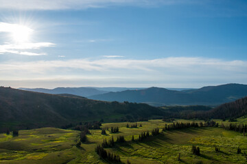 mountains in the morning