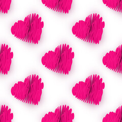 Romantic pattern with pink abstract hearts