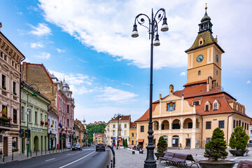 Obraz premium Beautiful street view in Brasov, Romania