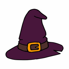 Hand drawn witch's hat. Vector illustration in doodle style isolated on white background