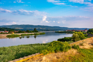 Beautiful river on a sunny summer day in Goranu, Romania