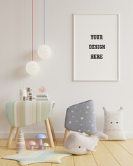 Mock Up Poster Kids Room White Wall