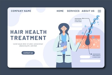 Flat Hand Drawn Hair Loss Treatment Landing Page Template_2