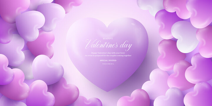 Happy Valentines Day Background With Realistic Hearts_6