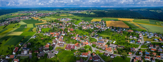 Aerial view around the village altbulach in Germany. On sunny day in spring