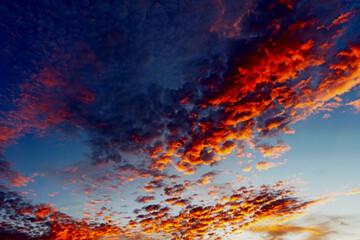 Abendrot, Himmel mit Altocumulus-Wolken